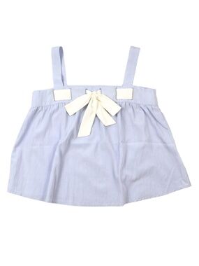 Simple Retro Skye Bow Top Medium Blue Square Neck Feminine